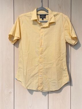 Bonobos Stretch Slim Fit Men's Medium Yellow Short Sleeve Button Front Shirt